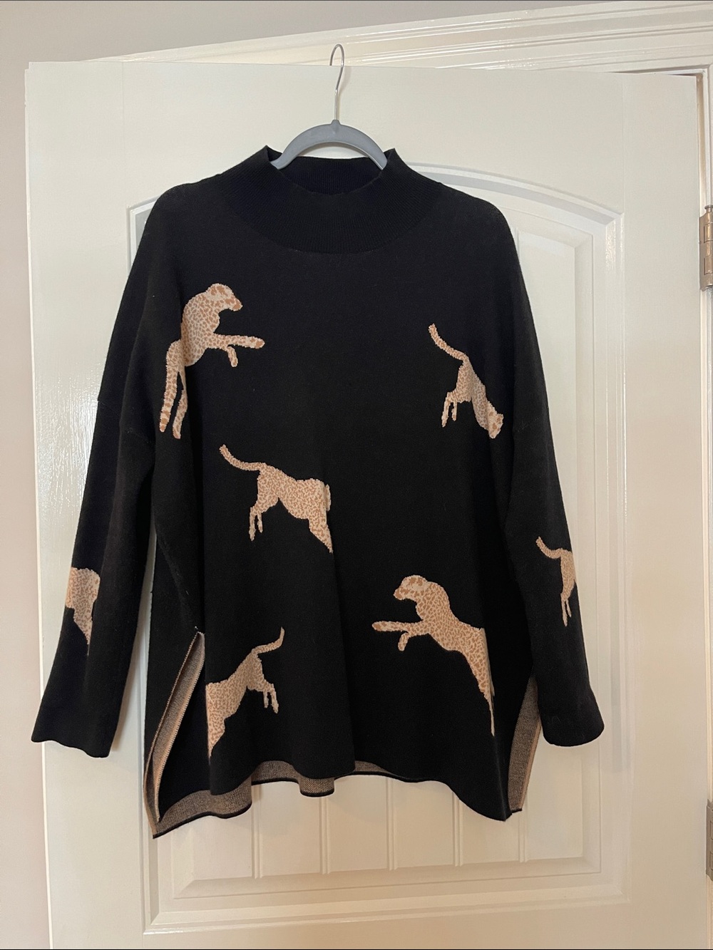 Entro Oversized Cowl Neck Sweater with Animal Print